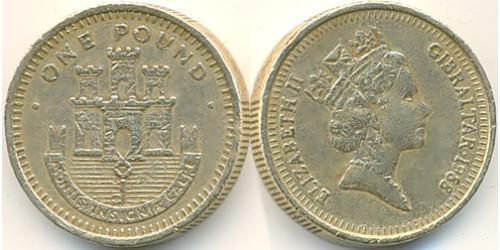 1 Pound Gibraltar (1704 - ) Rame/Nichel 