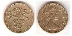 1 Pound Feriind Kiningrik (1922-) Tin/Aluminium/Cuivre/Zinc Elizabeth II (1926-2022)
