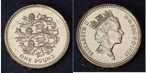 1 Pound United Kingdom (1922-) 黃銅/镍 伊丽莎白二世 (1926-2022)