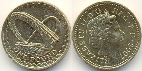 1 Pound United Kingdom (1922-) 黃銅/镍 伊丽莎白二世 (1926-2022)