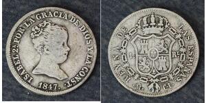 1 Real Spagna Argento Isabella II of Spain (1830- 1904)