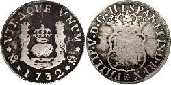 1 Real Vizekönigreich Neuspanien (1519 - 1821) Silber Philip V von Spanien (1683-1746)