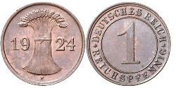 1 Reichpfennig / 1 Pfennig República de Weimar (1918-1933) Bronce 