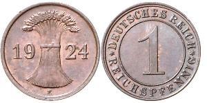1 Reichpfennig / 1 Pfennig 魏瑪共和國 (1919 - 1933) 青铜 
