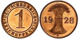 1 Reichpfennig / 1 Pfennig 魏瑪共和國 (1919 - 1933) 青铜 