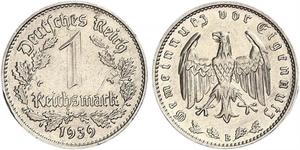 1 Reichsmark Alemania nazi (1933-1945) Níquel 
