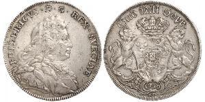 1 Riksdaler Svezia Argento Federico I di Svezia (1676 -1751)