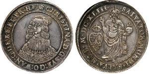1 Riksdaler Suecia Plata Cristina de Suecia (1626 - 1689)