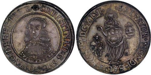 1 Riksdaler Suecia Plata Cristina de Suecia (1626 - 1689)