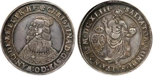 1 Riksdaler Suecia Plata Cristina de Suecia (1626 - 1689)