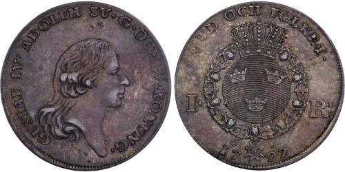 1 Riksdaler Suecia Plata Gustavo IV Adolfo de Suecia (1778 - 1837)
