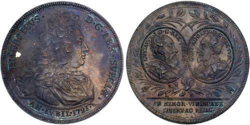 1 Riksdaler Suecia Plata Federico I de Suecia (1676 - 1751)