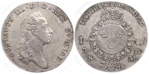 1 Riksdaler Schweden Silber Gustav III. (Schweden) (1746 - 1792)