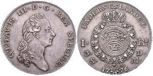1 Riksdaler Sweden Silver Gustav III of Sweden (1746 - 1792)