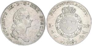 1 Riksdaler Sweden Silver Gustav III of Sweden (1746 - 1792)