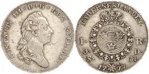 1 Riksdaler Швеция Серебро Густав III (1746 - 1792)