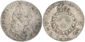 1 Riksdaler Швеция Серебро Густав III (1746 - 1792)