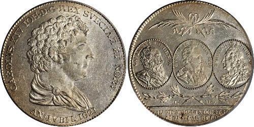 1 Riksdaler United Kingdoms of Sweden and Norway (1814-1905) Срібло Карл XIV Юхан король Швеції (1763-1844)