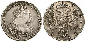 1 Ruble 俄罗斯帝国 (1721 - 1917) 銀 安娜·伊凡诺芙娜·罗曼诺娃 (1693-1740)