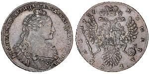 1 Ruble 俄罗斯帝国 (1721 - 1917) 銀 安娜·伊凡诺芙娜·罗曼诺娃 (1693-1740)