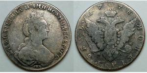 1 Ruble 俄罗斯帝国 (1721 - 1917) 銀 叶卡捷琳娜二世 (1729-1796)
