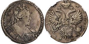1 Ruble 俄罗斯帝国 (1721 - 1917) 銀 安娜·伊凡诺芙娜·罗曼诺娃 (1693-1740)