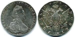 1 Ruble 俄罗斯帝国 (1721 - 1917) 銀 叶卡捷琳娜二世 (1729-1796)
