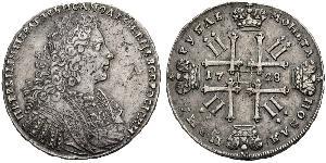 1 Ruble 俄罗斯帝国 (1721 - 1917) 銀 Peter II (1715-1730)