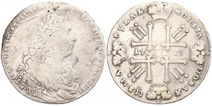 1 Ruble 俄罗斯帝国 (1721 - 1917) 銀 Peter II (1715-1730)