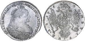 1 Ruble 俄罗斯帝国 (1721 - 1917) 銀 安娜·伊凡诺芙娜·罗曼诺娃 (1693-1740)