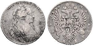 1 Ruble 俄罗斯帝国 (1721 - 1917) 銀 安娜·伊凡诺芙娜·罗曼诺娃 (1693-1740)