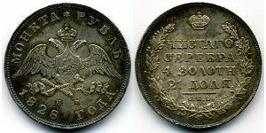 1 Ruble 俄罗斯帝国 (1721 - 1917) 銀 Nicholas I of Russia (1796-1855)