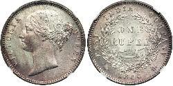1 Rupee Compagnie anglaise des Indes orientales (1757-1858) Argent Victoria (1819 - 1901)
