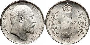 1 Rupee Raj britannique (1858-1947) Argent Édouard VII (1841-1910)