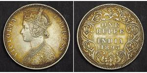 1 Rupee Raj britannique (1858-1947) Argent Victoria (1819 - 1901)