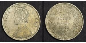 1 Rupee Raj britannique (1858-1947) Argent Victoria (1819 - 1901)