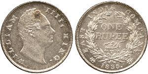 1 Rupee Raj britannique (1858-1947) Argent Guillaume IV (1765-1837)