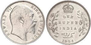 1 Rupee Raj britannique (1858-1947) Argent Édouard VII (1841-1910)