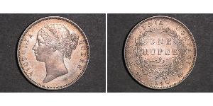 1 Rupee Compagnia Inglese delle Indie Orientali (1757-1858) Argento Vittoria (1819 - 1901)