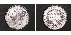 1 Rupee Compagnia Inglese delle Indie Orientali (1757-1858) Argento Vittoria (1819 - 1901)