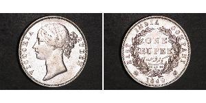 1 Rupee Compagnia Inglese delle Indie Orientali (1757-1858) Argento Vittoria (1819 - 1901)