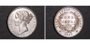 1 Rupee Compagnia Inglese delle Indie Orientali (1757-1858) Argento Vittoria (1819 - 1901)