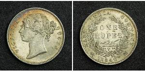 1 Rupee Compagnia Inglese delle Indie Orientali (1757-1858) Argento Vittoria (1819 - 1901)
