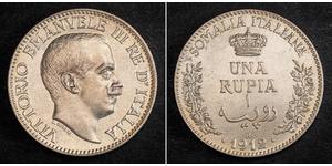 1 Rupee Kingdom of Italy (1861-1946) Argento Vittorio Emanuele III d