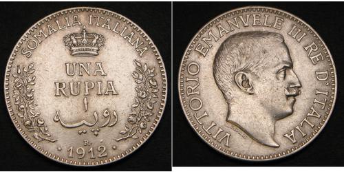 1 Rupee Kingdom of Italy (1861-1946) Argento Vittorio Emanuele III d