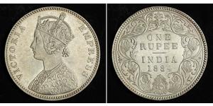 1 Rupee Raj Britannico (1858-1947) Argento Vittoria (1819 - 1901)