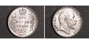 1 Rupee Raj Britannico (1858-1947) Argento Edoardo VII (1841-1910)
