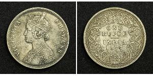1 Rupee Raj Britannico (1858-1947) Argento Vittoria (1819 - 1901)