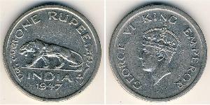 1 Rupee Raj Británico (1858-1947) Níquel Jorge VI (1895-1952)