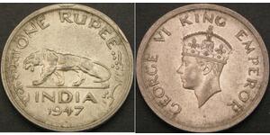 1 Rupee Raj Británico (1858-1947) Níquel Jorge VI (1895-1952)